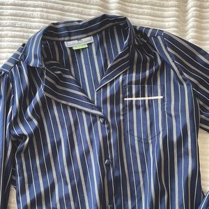 Vintage Navy and Ivory Striped Button Down Shirt